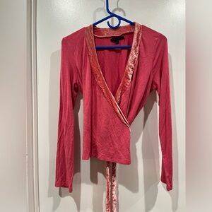 BODEN wraparound blouse Sz 8 in radish pink